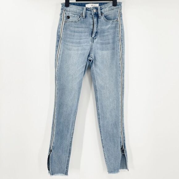 Kancan Side Zip Detail Ankle Skinny Jeans Women's Sz 1 / 24 Light Wash Mid Rise - Picture 1 of 5